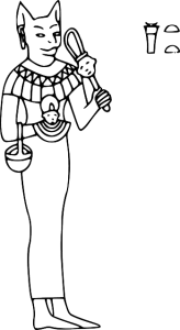 Zeichnung Göttin Bastet mit Katzenkopf